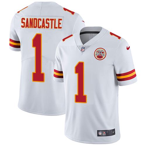 Nike Chiefs #1 Leon Sandcastle White Men's Stitched NFL Vapor Untouchable Limited Jersey - Click Image to Close